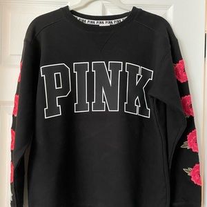 Oversized Crew Sweater with Roses